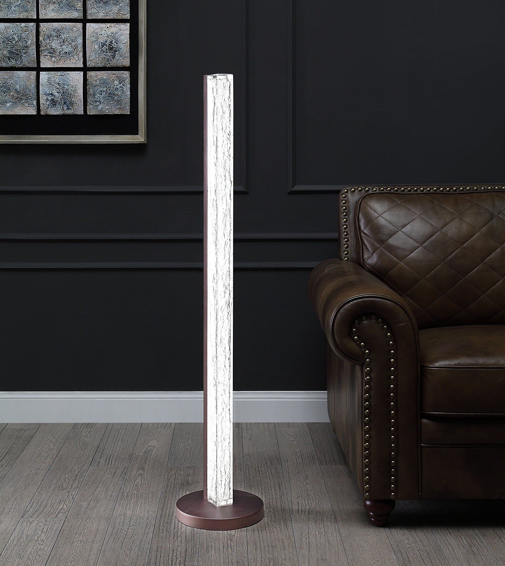 Vreni Clear & Brown Floor Lamp - ATL FURNITURE