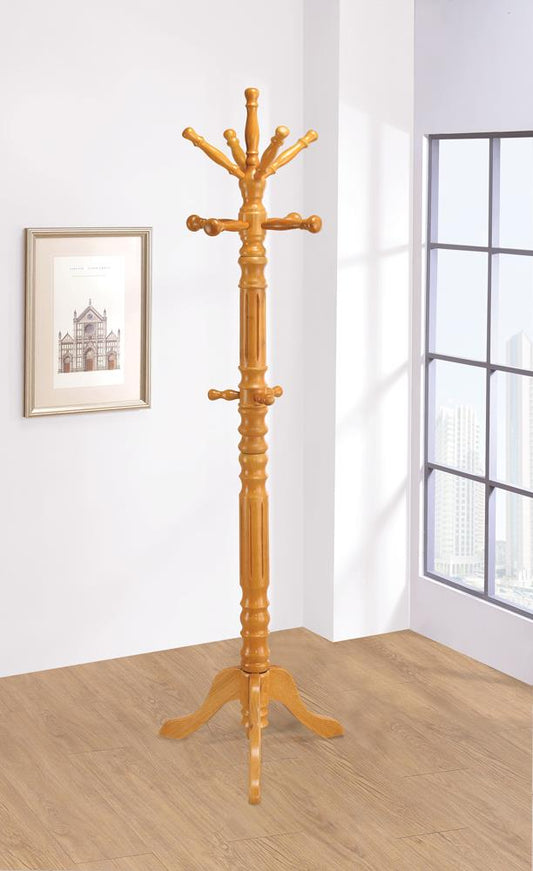 Traditional Honey Twisted Post Coat Rack - ATL FURNITURE