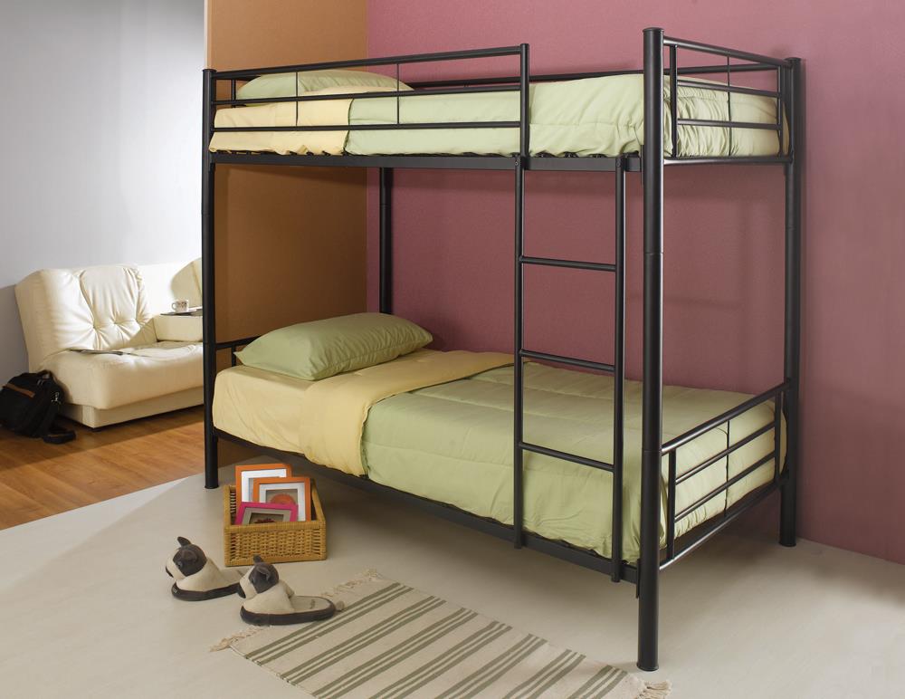 Denley Black Metal Twin-Over-Twin Bunk Bed - ATL FURNITURE