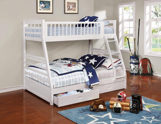 Ashton White Twin-over-Full Bunk Bed - ATL FURNITURE