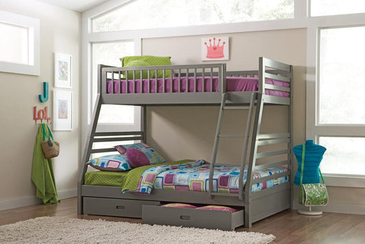 Ashton Grey Twin-over-Full Bunk Bed - ATL FURNITURE