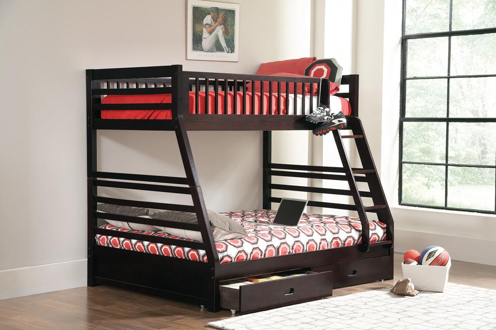 Ashton Cappuccino Twin-over-Full Bunk Bed - ATL FURNITURE