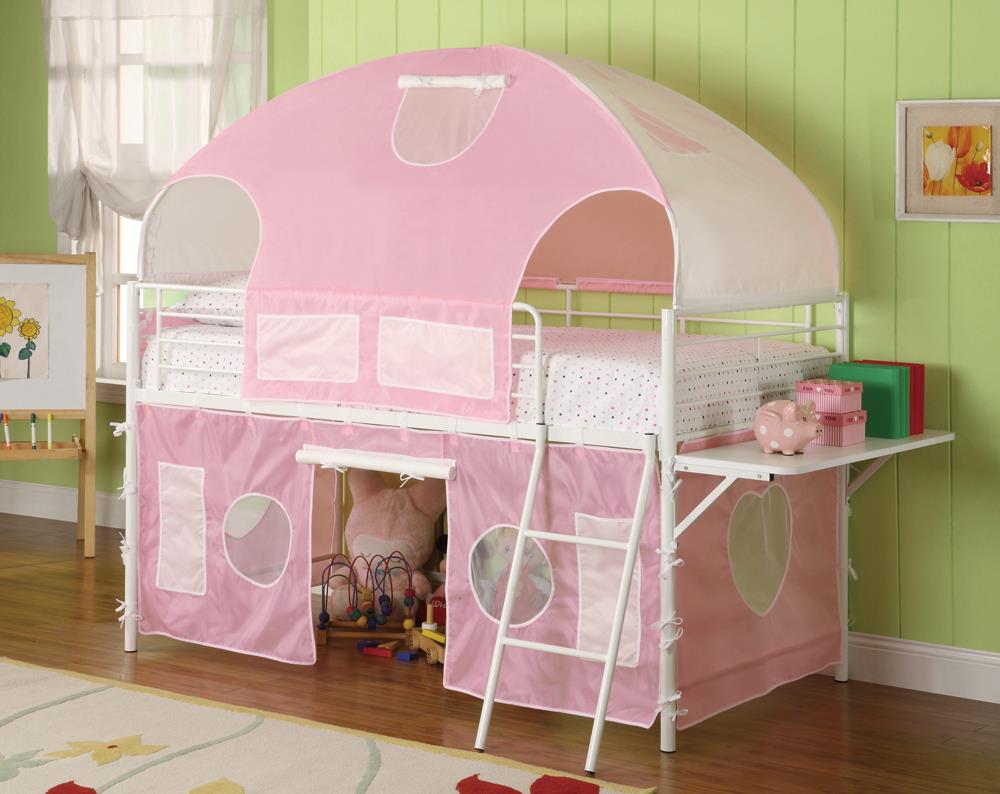 White and Pink Tent Bunk Bed - ATL FURNITURE