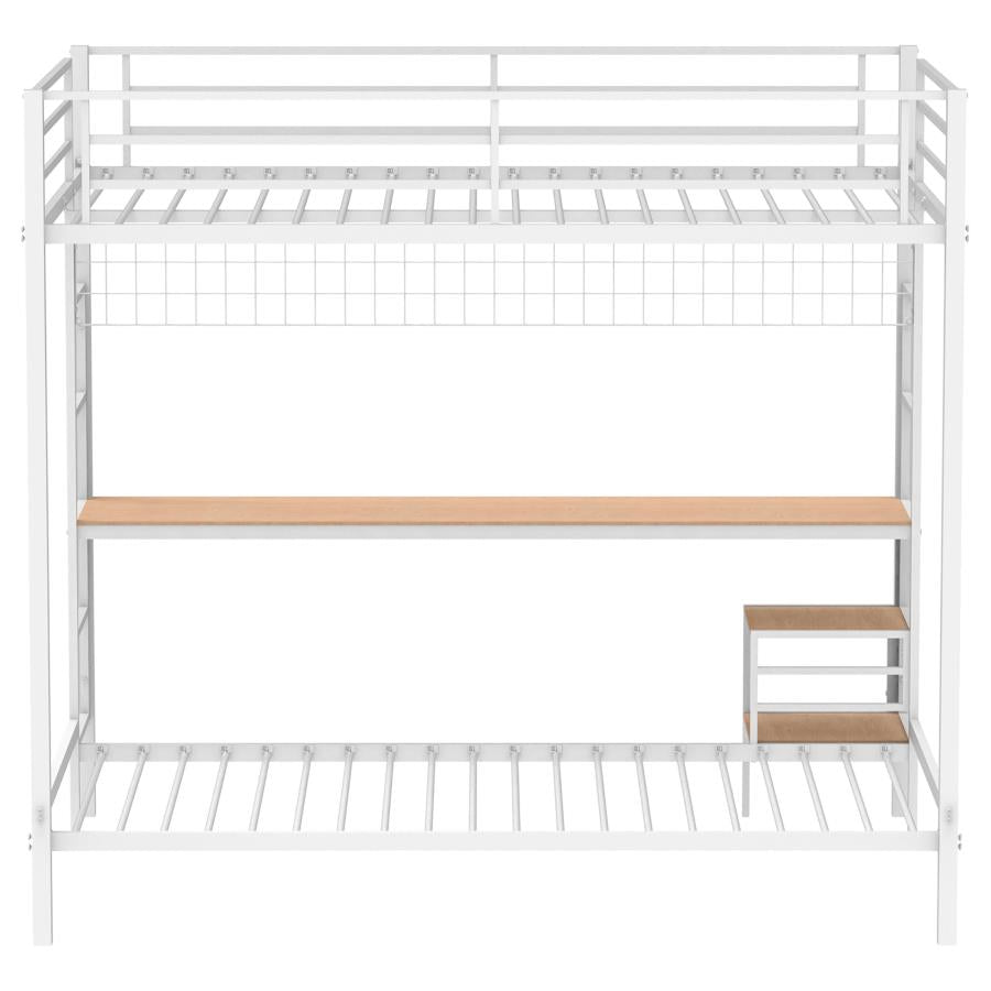 Campus Metal Full Over Twin Workstation Bunk Bed Matte White