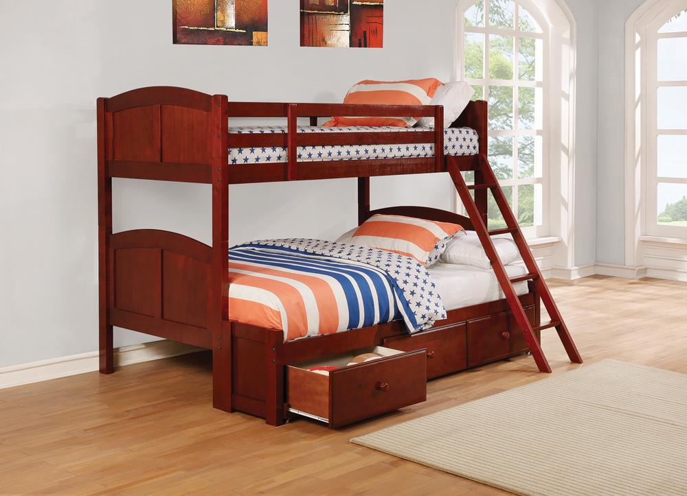 Parker Chestnut Twin-over-Full Bunk Bed - ATL FURNITURE