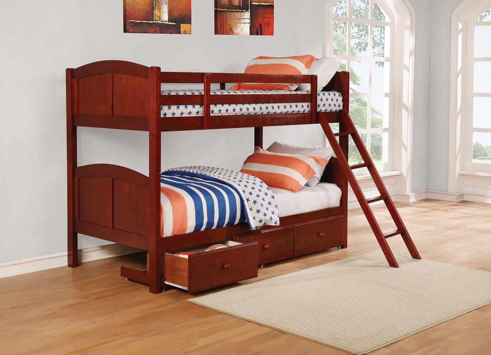 Parker Chestnut Twin-over-Twin Bunk Bed - ATL FURNITURE