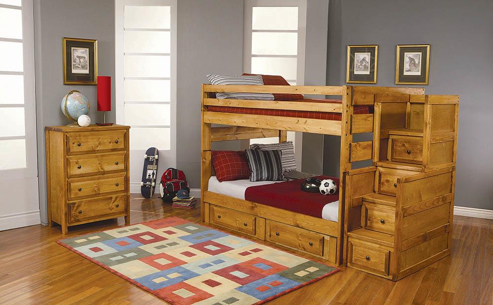 Wrangle Hill Amber Wash Twin-over-Twin Bunk Bed - ATL FURNITURE