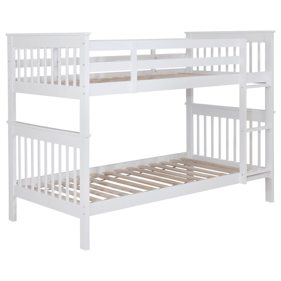 Chapman Wood Twin Over Twin Bunk Bed With Mattress White