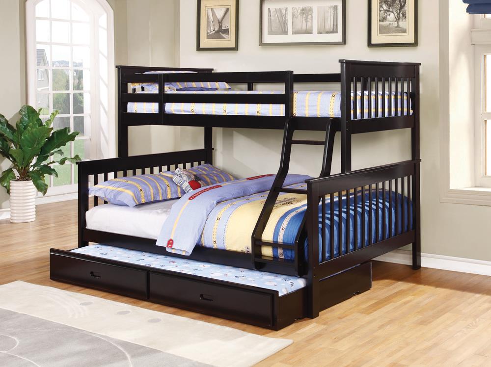 Chapman Transitional Black Twin-over-Full Bunk Bed - ATL FURNITURE