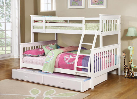 Chapman Transitional White Twin-over-Full Bunk Bed - ATL FURNITURE