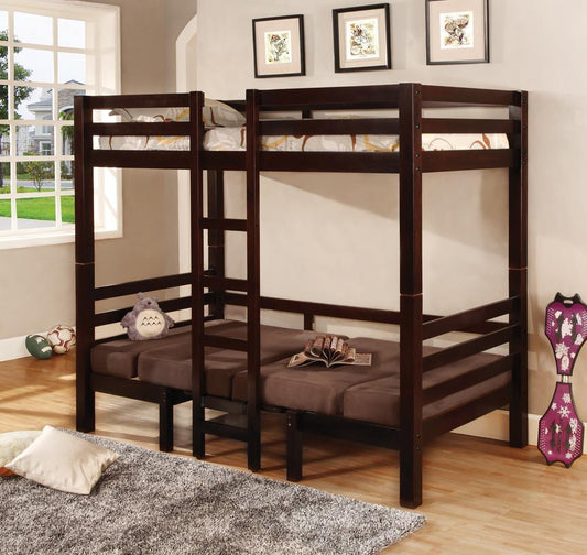 Joaquin Transitional Medium Brown Twin-over-Twin Bunk Bed - ATL FURNITURE