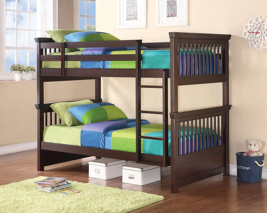 Miles Cappuccino Twin-over-Twin Bunk Bed - ATL FURNITURE