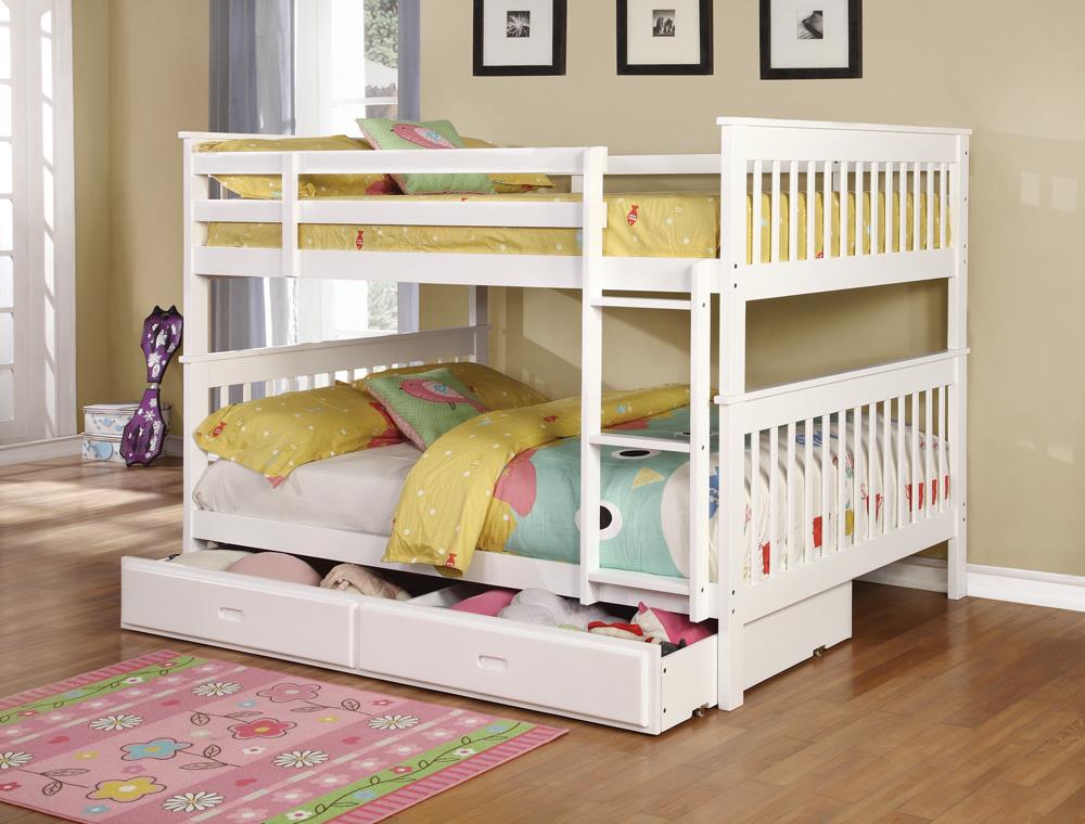 Chapman Traditional White Full-over-Full Bunk Bed - ATL FURNITURE