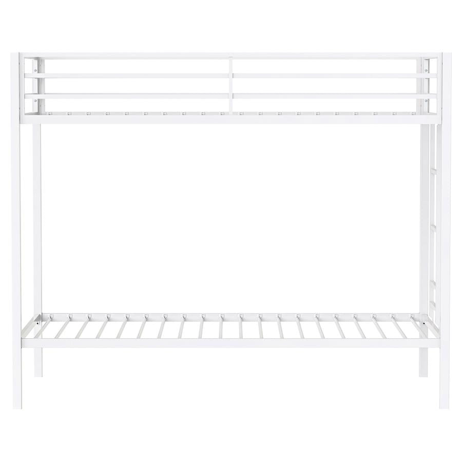 Alevera Metal Twin Over Twin Bunk Bed With Ladder White