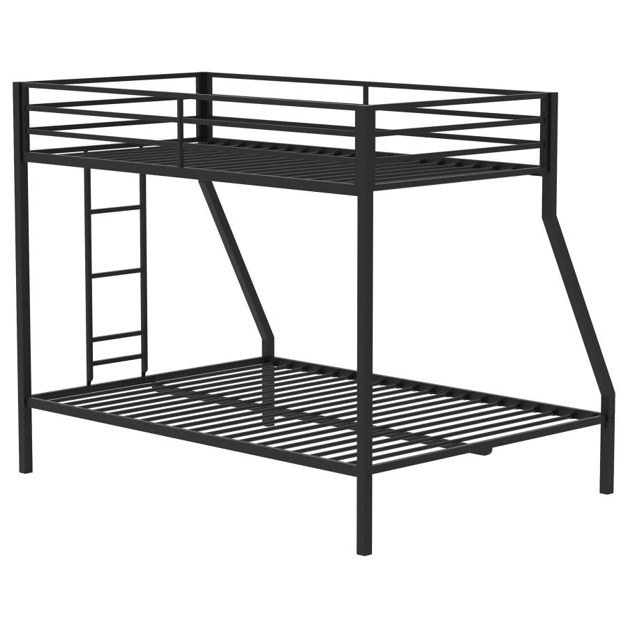 Alevera Metal Twin Over Full Bunk Bed With Ladder Black