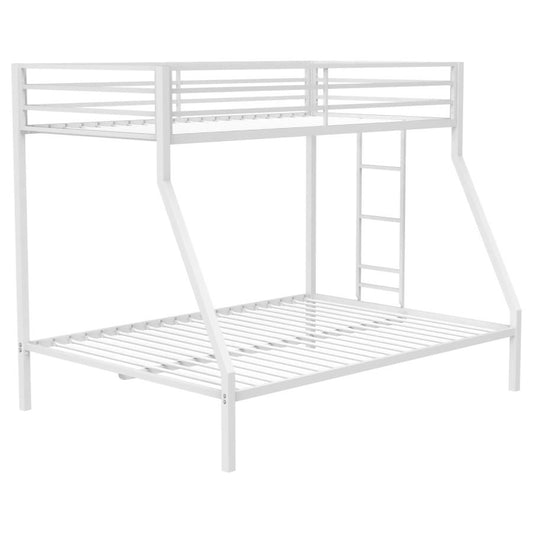 Alevera Metal Twin Over Full Bunk Bed With Ladder White