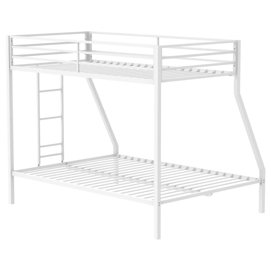 Alevera Metal Twin Over Full Bunk Bed With Ladder White