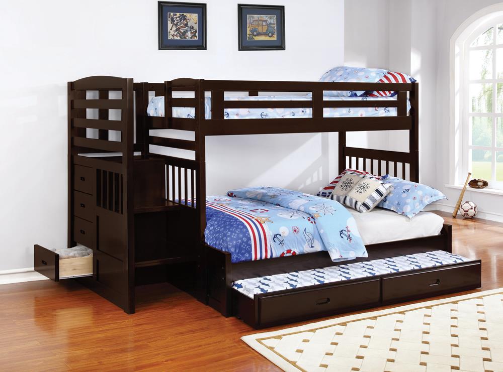 Dublin Traditional Cappuccino Twin-over-Full Bunk Bed - ATL FURNITURE