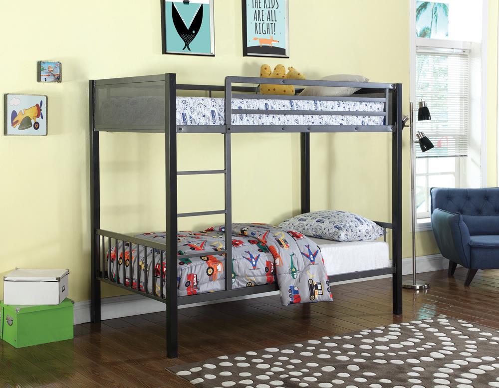 Meyers Traditional Grey Twin-over-Twin Bunk Bed - ATL FURNITURE