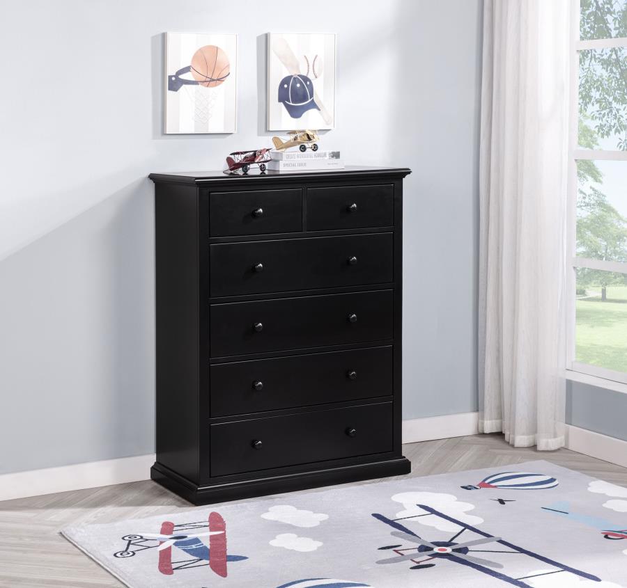 Sumerlin 6-Drawer Bedroom Chest Of Drawers Black