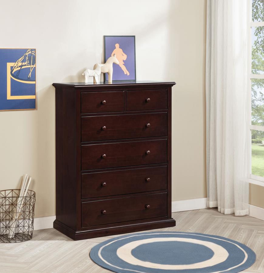 Sumerlin 6-Drawer Bedroom Chest Of Drawers Cappuccino