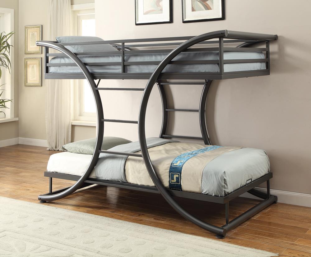 Stephan Contemporary Gunmetal Twin-over-Twin Bunk Bed - ATL FURNITURE