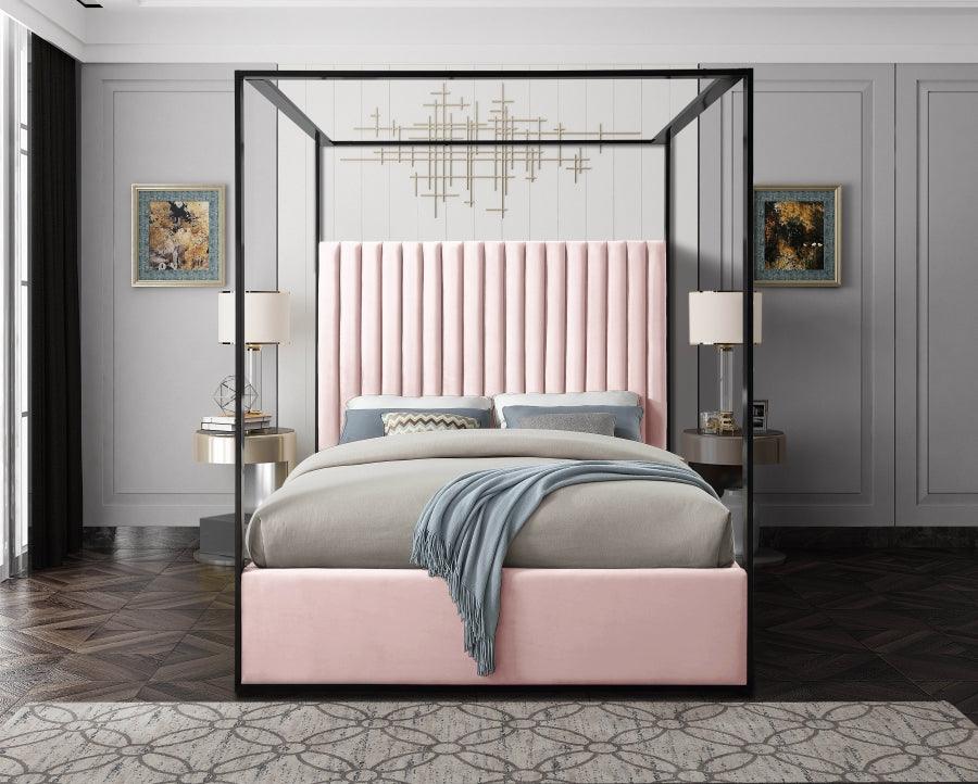 Jax Velvet King Bed In Pink - Jaxpink-K - ATL FURNITURE