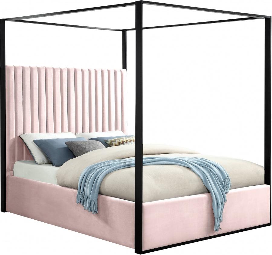 Meridian Furniture - Jax Velvet Queen Bed In Pink - Jaxpink-Q - ATL FURNITURE