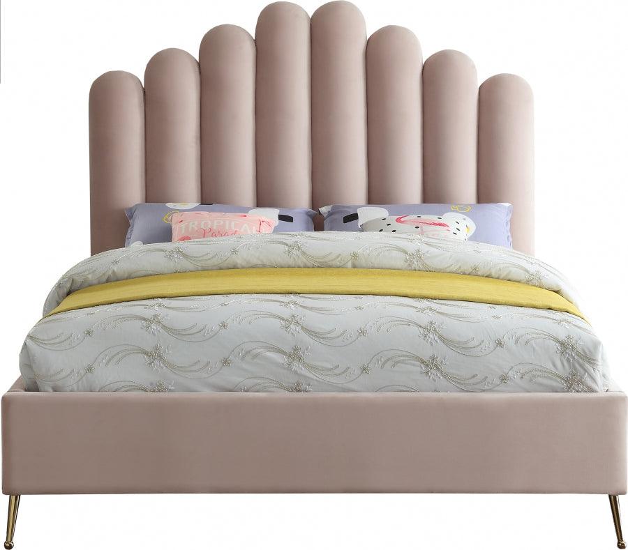 Meridian Furniture - Lily Velvet Queen Bed In Pink - Lilypink-Q - ATL FURNITURE