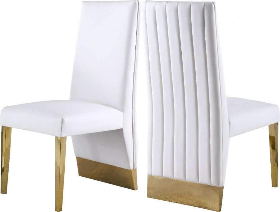 Meridian Furniture - Porsha Faux Leather Dining Chair Set Of 2 In White - 749White-C - ATL FURNITURE