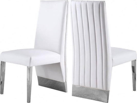 Meridian Furniture - Porsha Faux Leather Dining Chair Set Of 2 In White - 750White-C - ATL FURNITURE