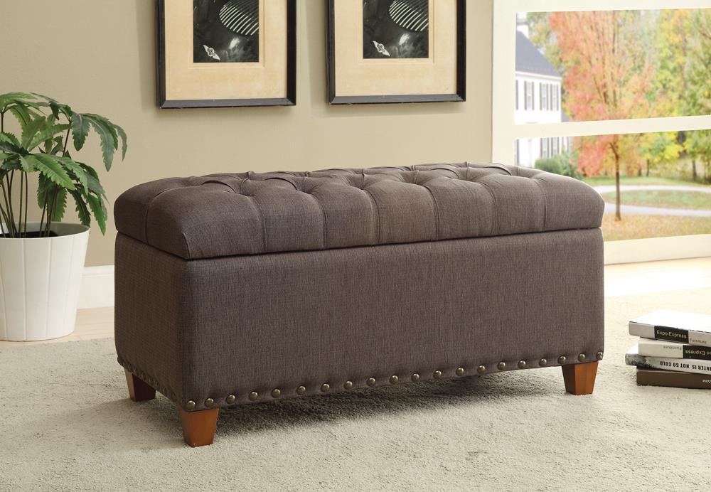 Tufted Mocha Storage Bench - ATL FURNITURE