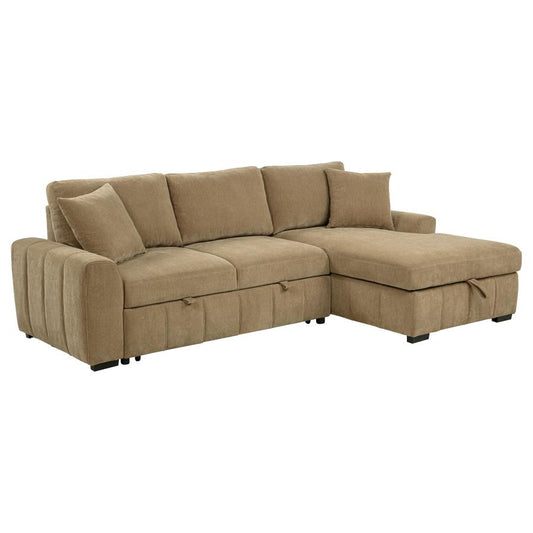 Pastrana Upholstered Sleeper Sectional Sofa Raf Chaise Camel