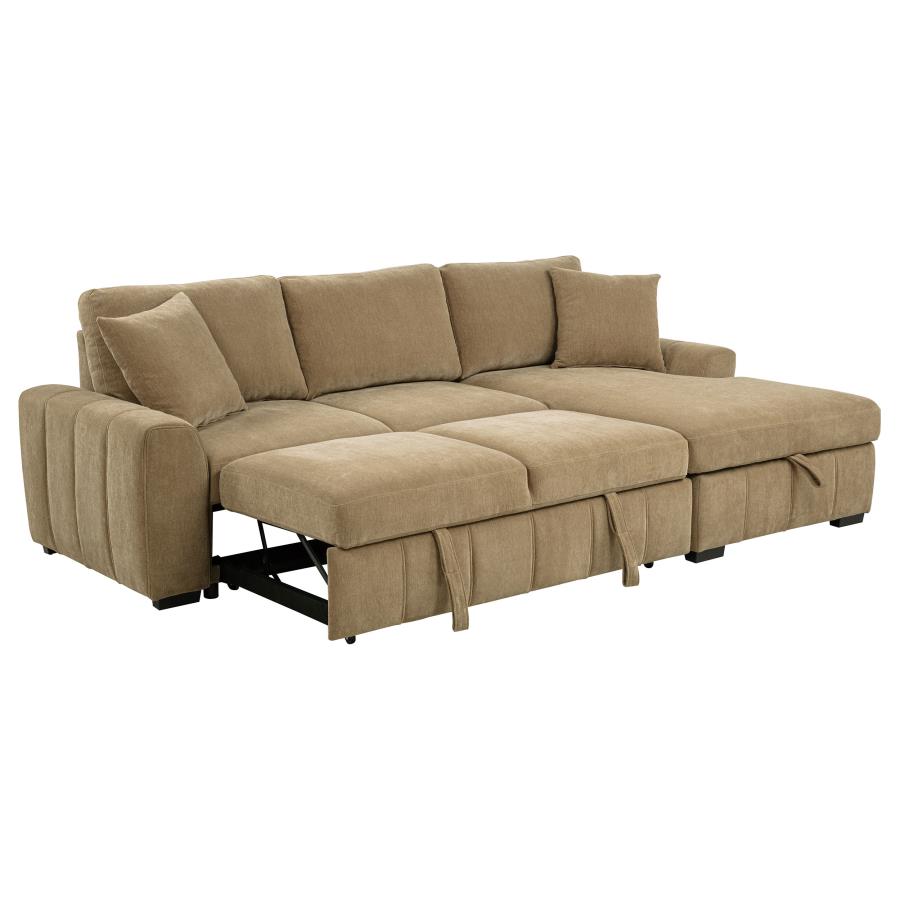 Pastrana Upholstered Sleeper Sectional Sofa Raf Chaise Camel