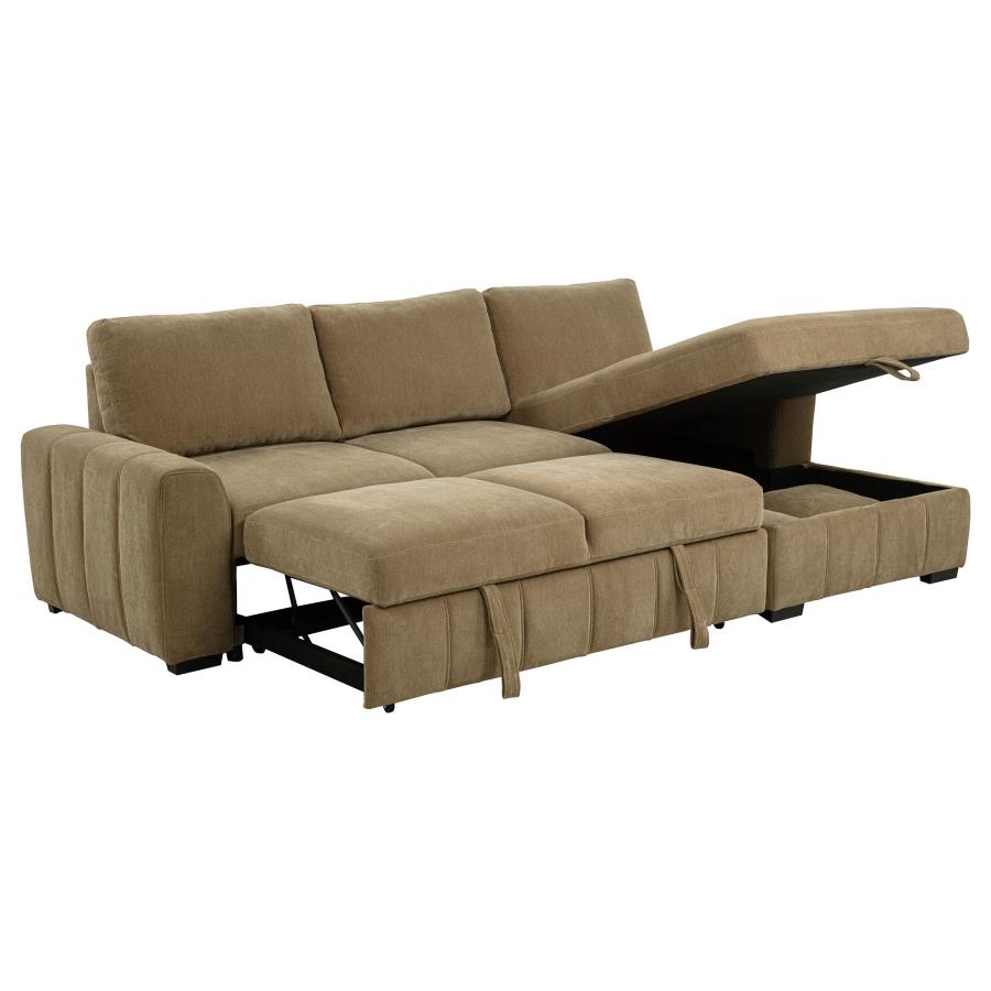 Pastrana Upholstered Sleeper Sectional Sofa Raf Chaise Camel