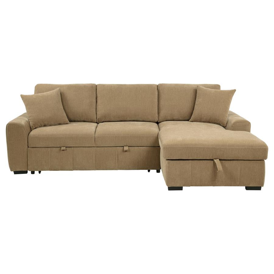 Pastrana Upholstered Sleeper Sectional Sofa Raf Chaise Camel