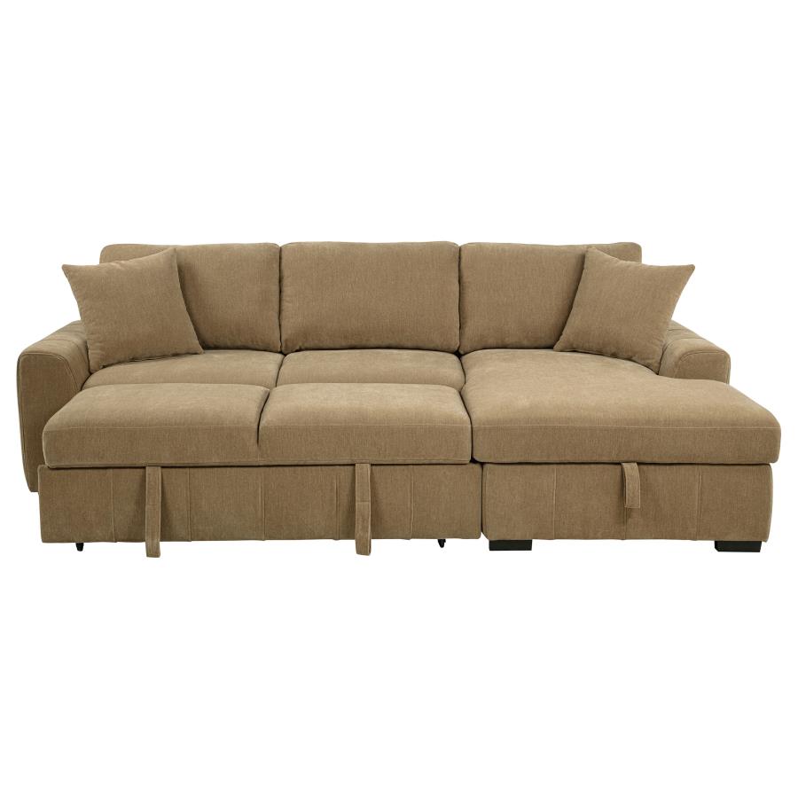 Pastrana Upholstered Sleeper Sectional Sofa Raf Chaise Camel