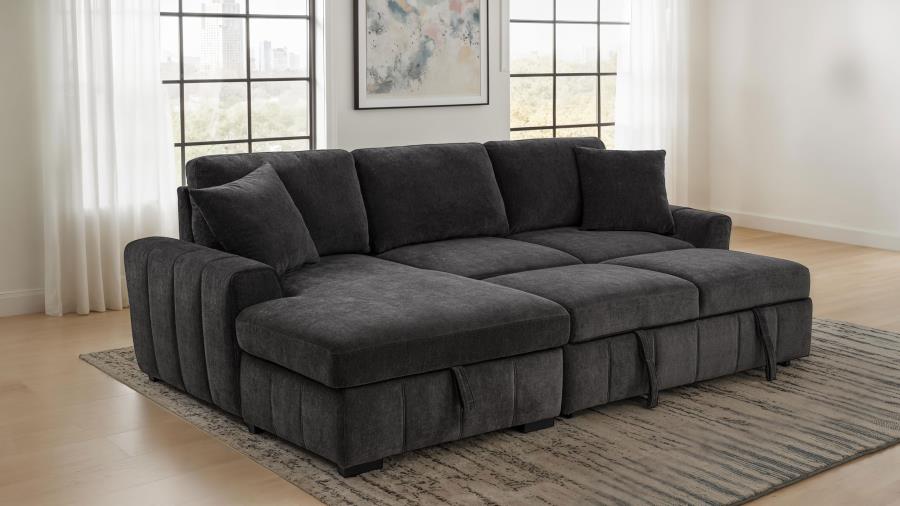 Pastrana Upholstered Sleeper Sectional Sofa Laf Chaise Grey