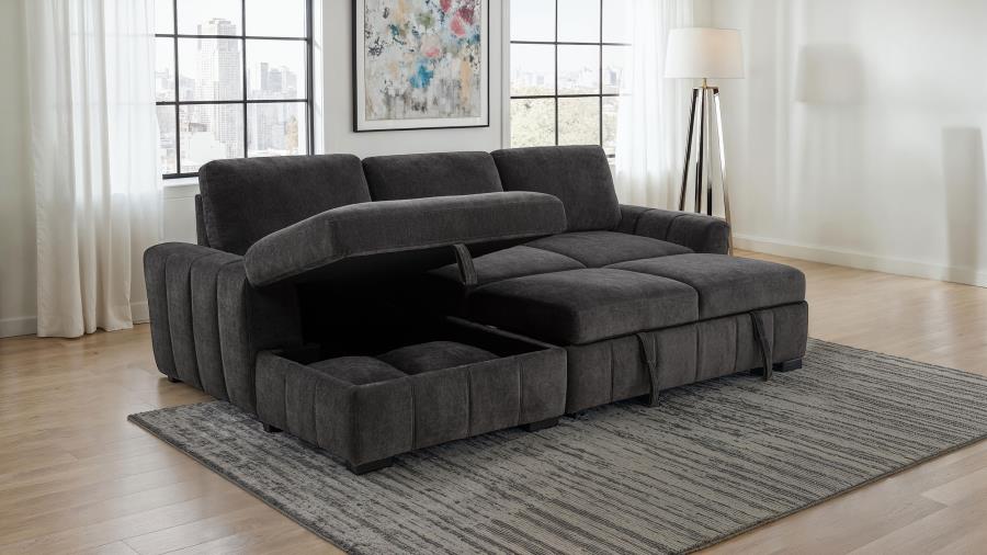 Pastrana Upholstered Sleeper Sectional Sofa Laf Chaise Grey