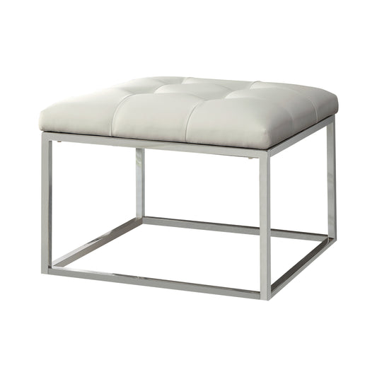 Swanson Square Upholstered Tufted Ottoman White