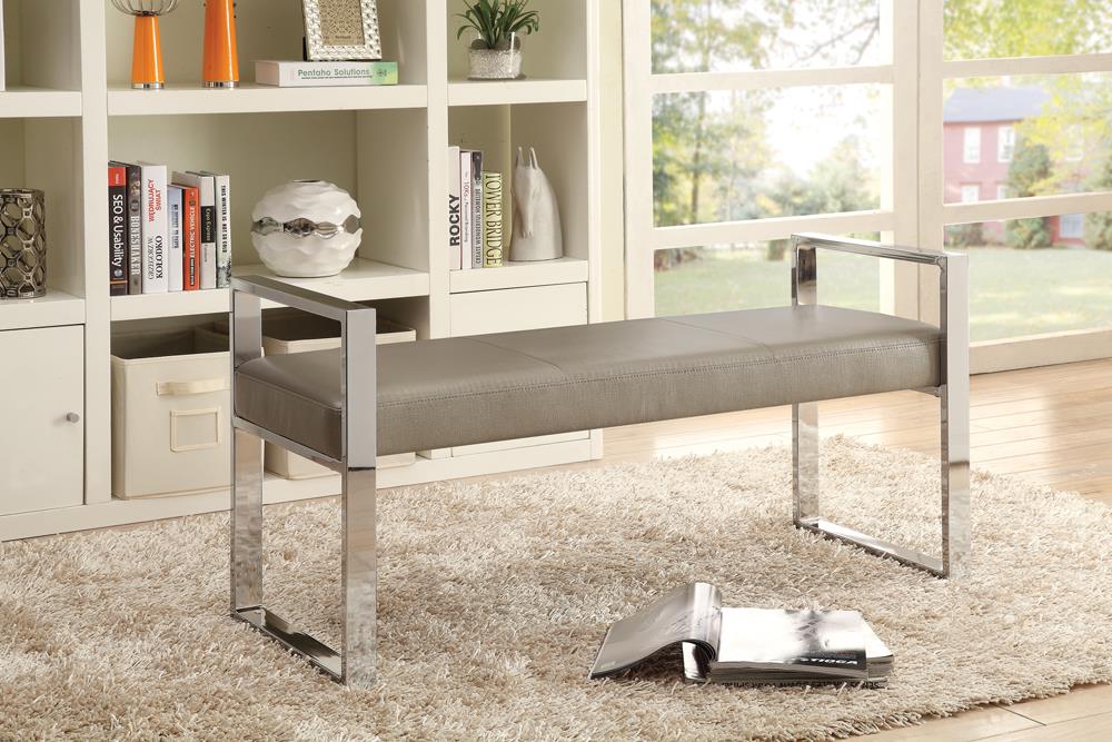 G500434 Contemporary Chrome and Champagne Bench - ATL FURNITURE