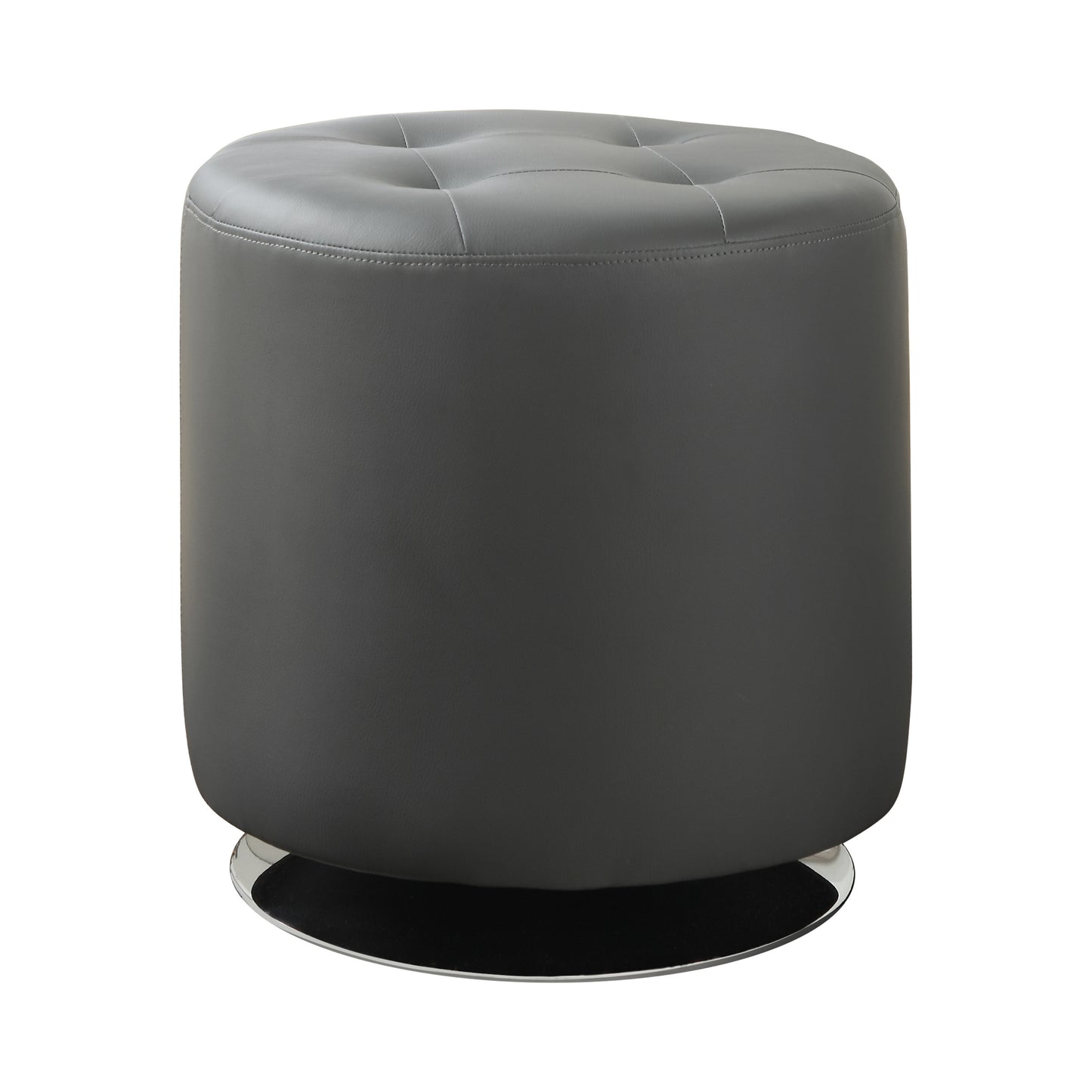 Bowman Round Upholstered Tufted Swivel Ottoman Grey