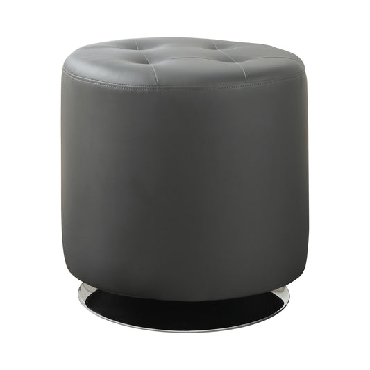 Bowman Round Upholstered Tufted Swivel Ottoman Grey