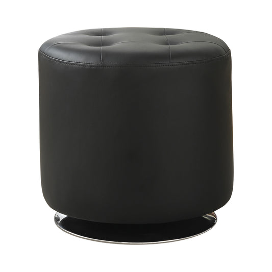 Bowman Round Upholstered Tufted Swivel Ottoman Black