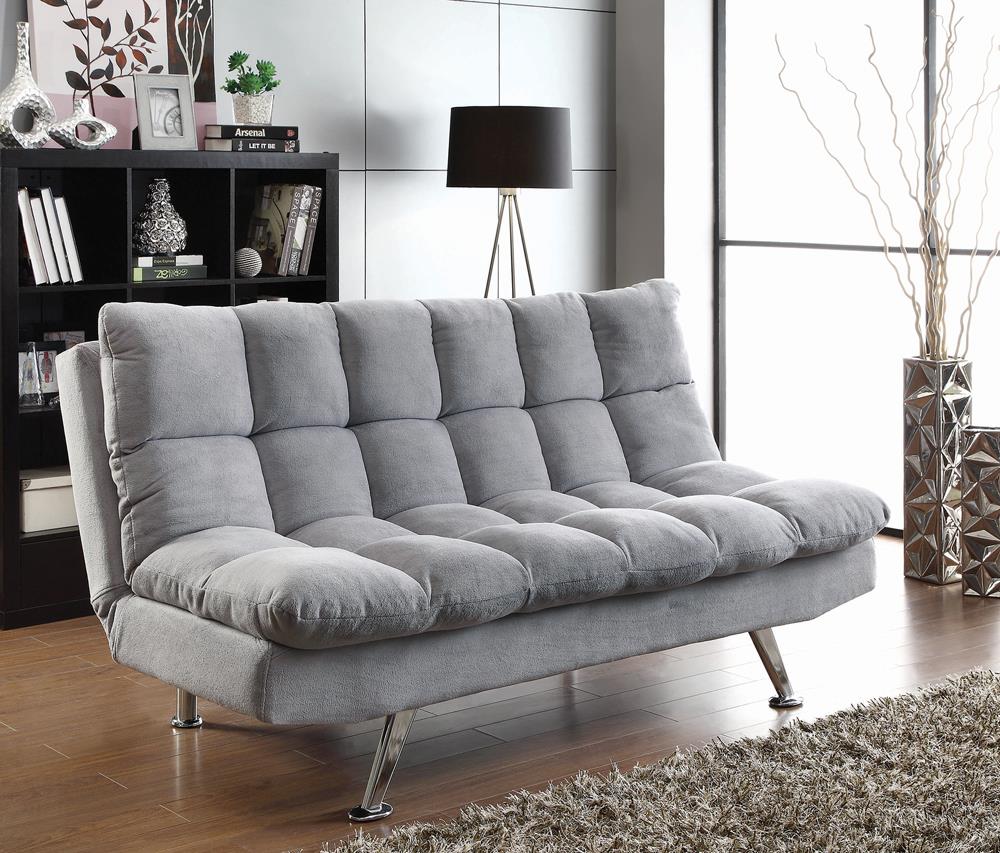 Transitional Dark Grey and Chrome Sofa Bed - ATL FURNITURE