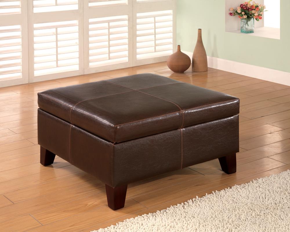 G501042 Casual Dark Brown Square Ottoman - ATL FURNITURE