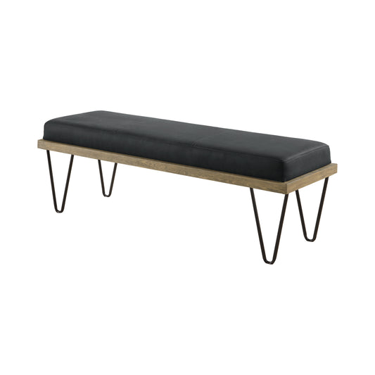 Chad Denim Upholstered Accent Bench Dark Blue
