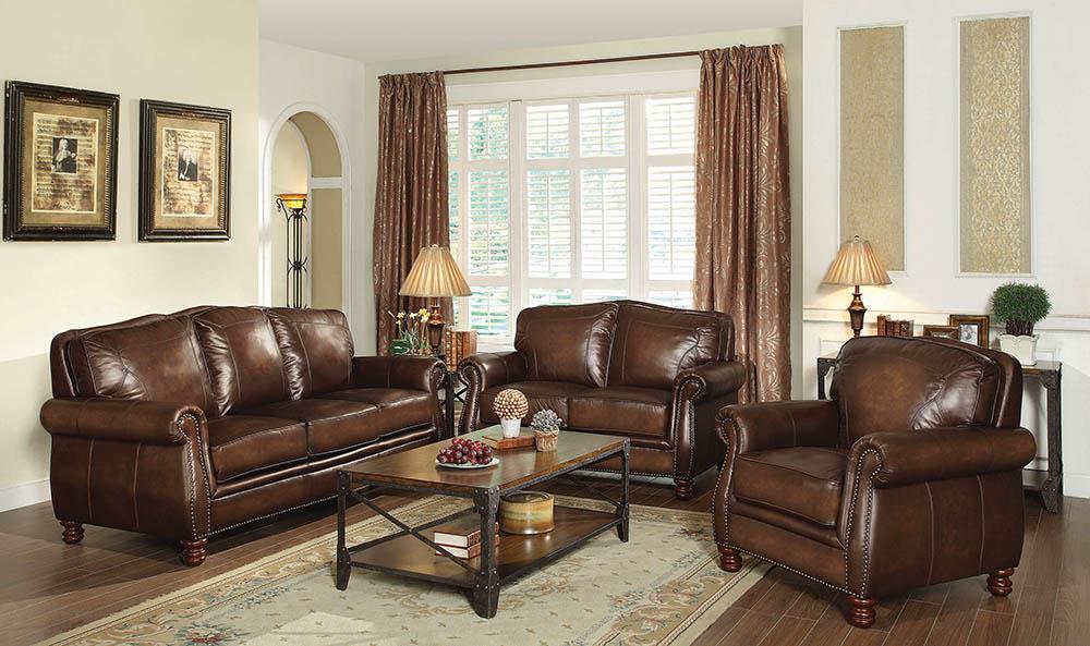 Montbrook Traditional Hand Rubbed Brown Sofa - ATL FURNITURE