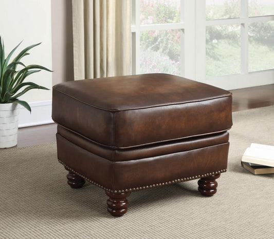 Montbrook Traditional Hand Rubbed Brown Ottoman - ATL FURNITURE