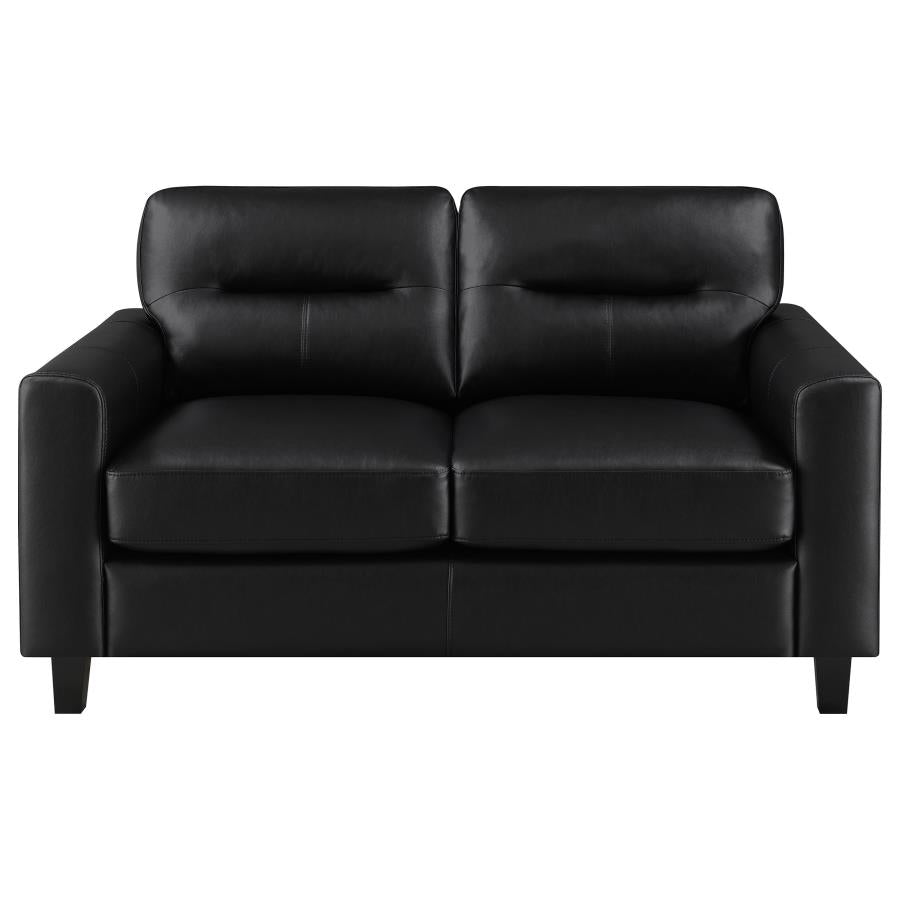 Scotland 2-Piece Faux Leather Upholstered Sofa Set Black